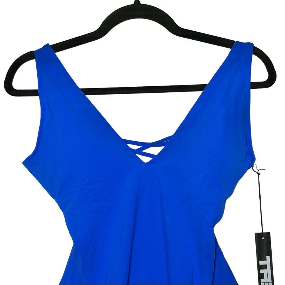 NWT Ta3 Plungey Sapphire Open Back One Piece Shapewear Swimsuit, Large Short - Picture 4 of 13